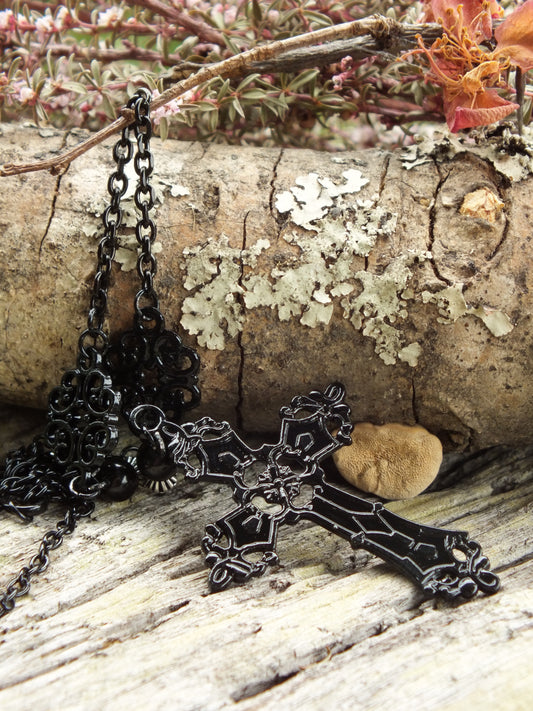 Black Gothic Cross Necklace