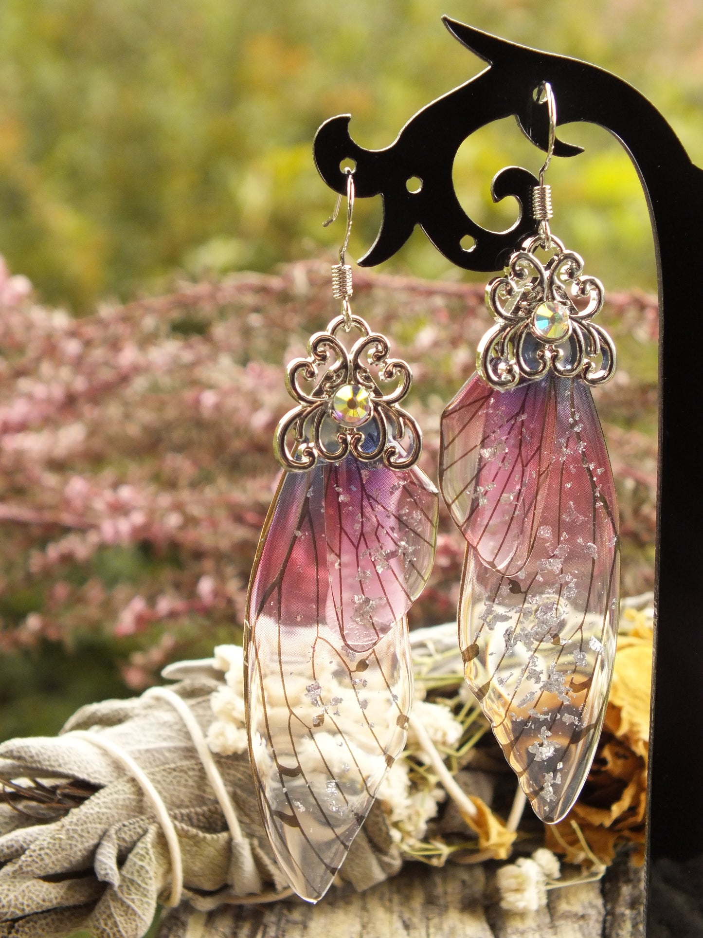 Pink Fairy Wing Earrings