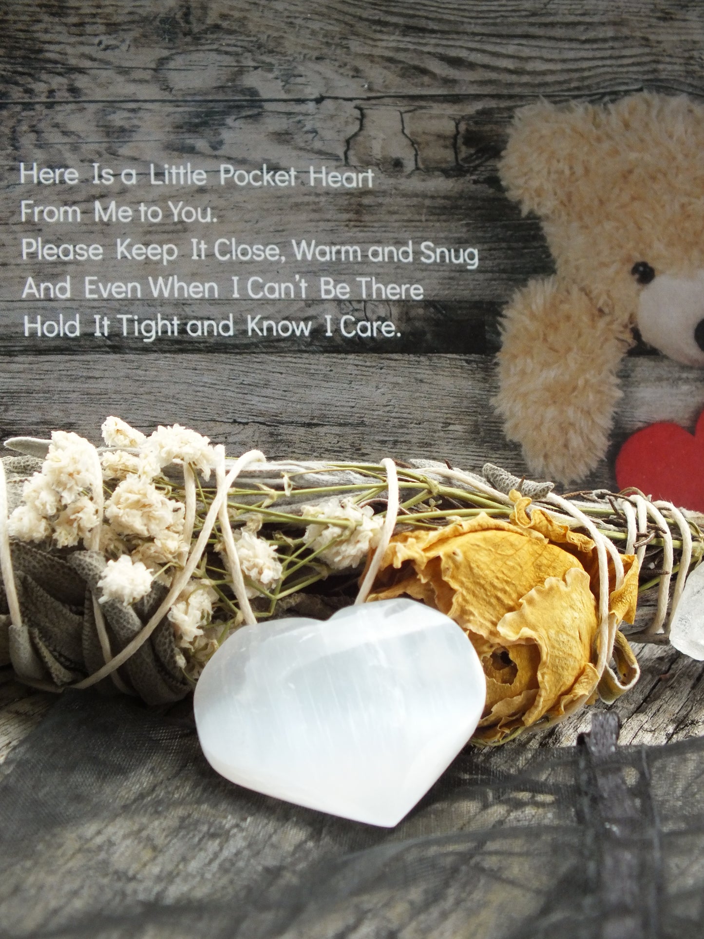 Selenite Crystal Pocket Heart