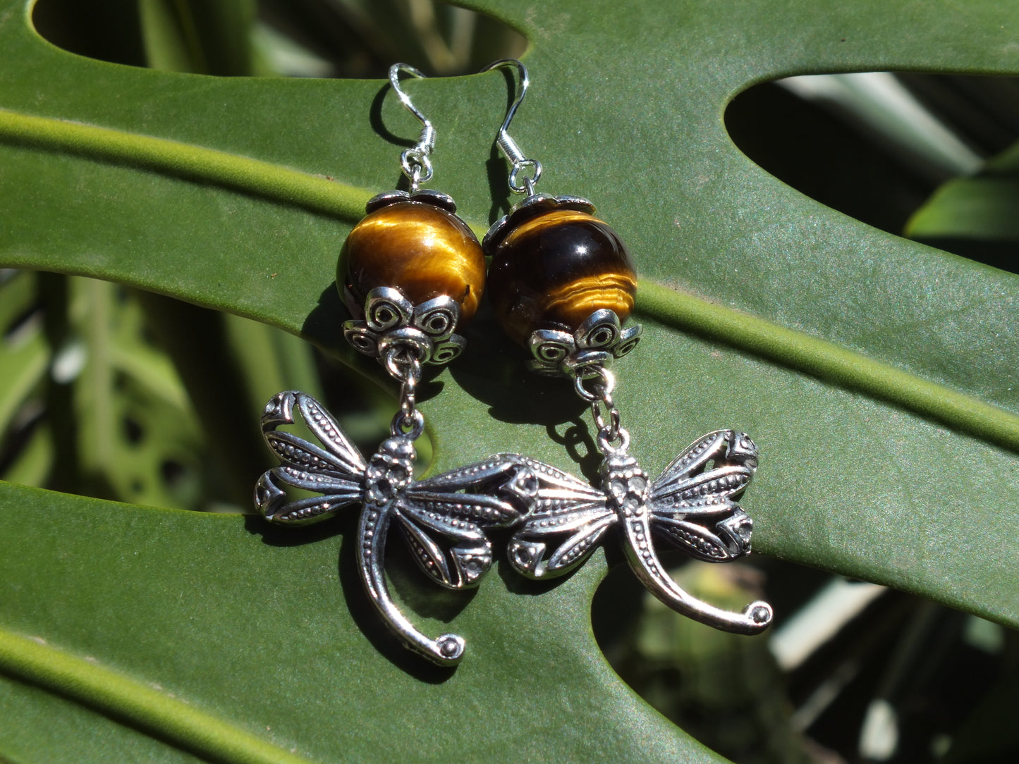Tiger's Eye Dragonfly Earrings