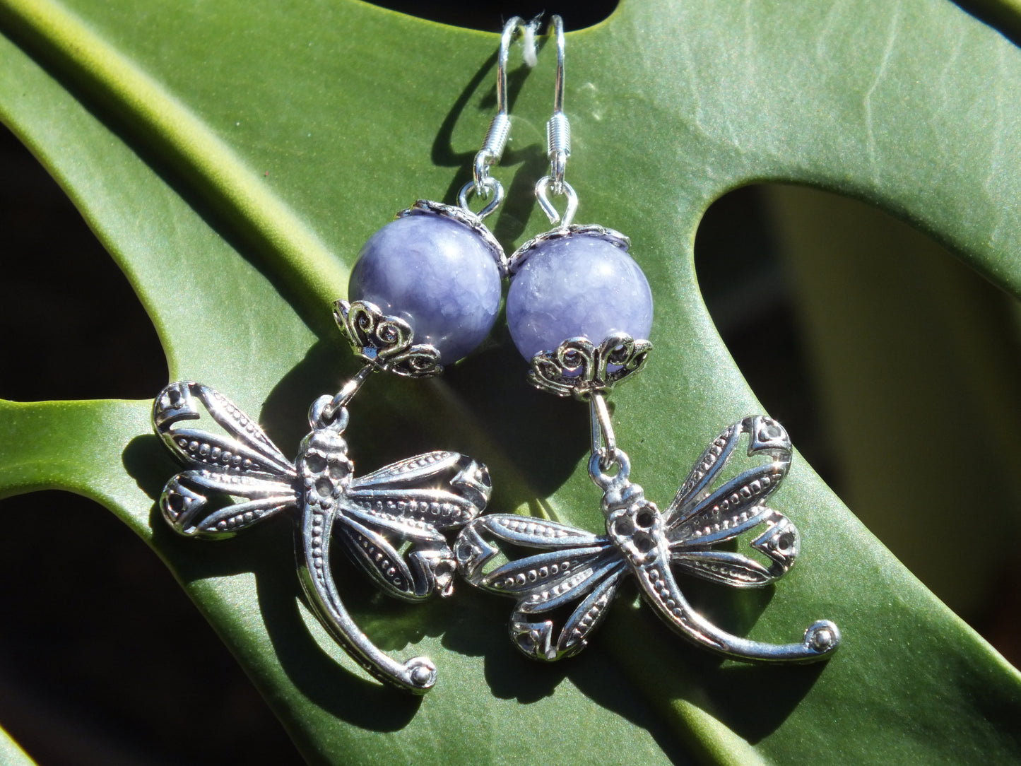 Angelite Dragonfly Charm Earrings
