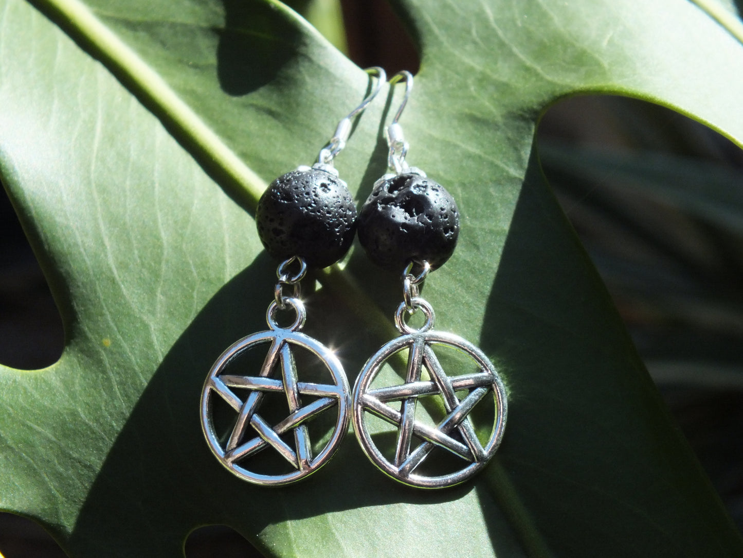 Lavastone Pentacle Charm Earrings