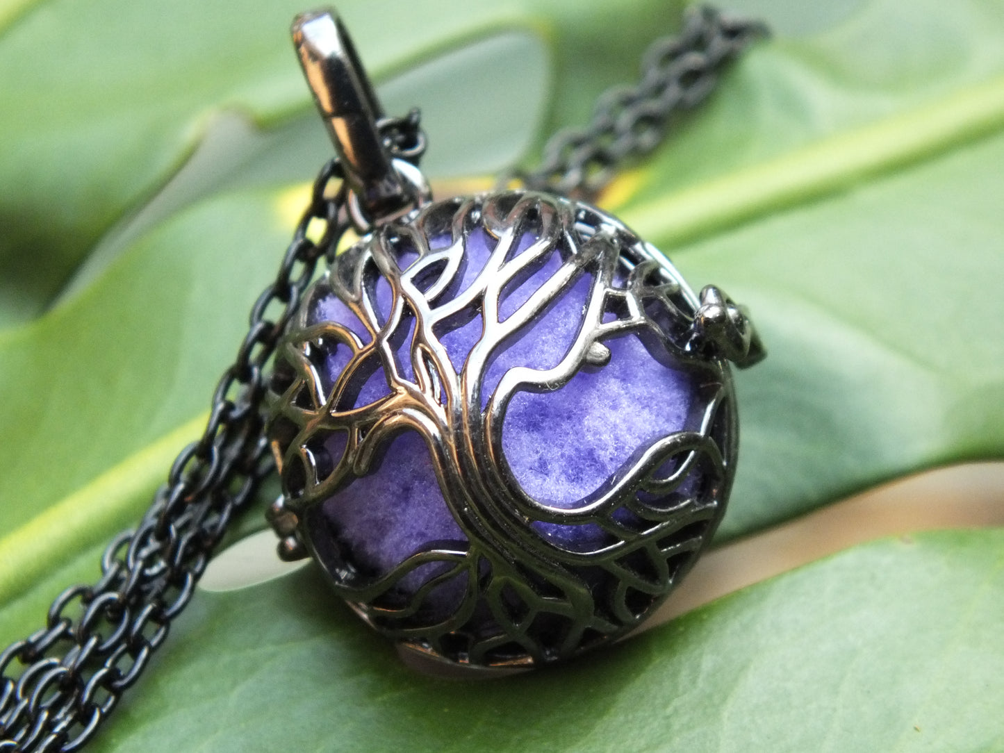 Black & Purple Tree Of Life Diffuser Locket