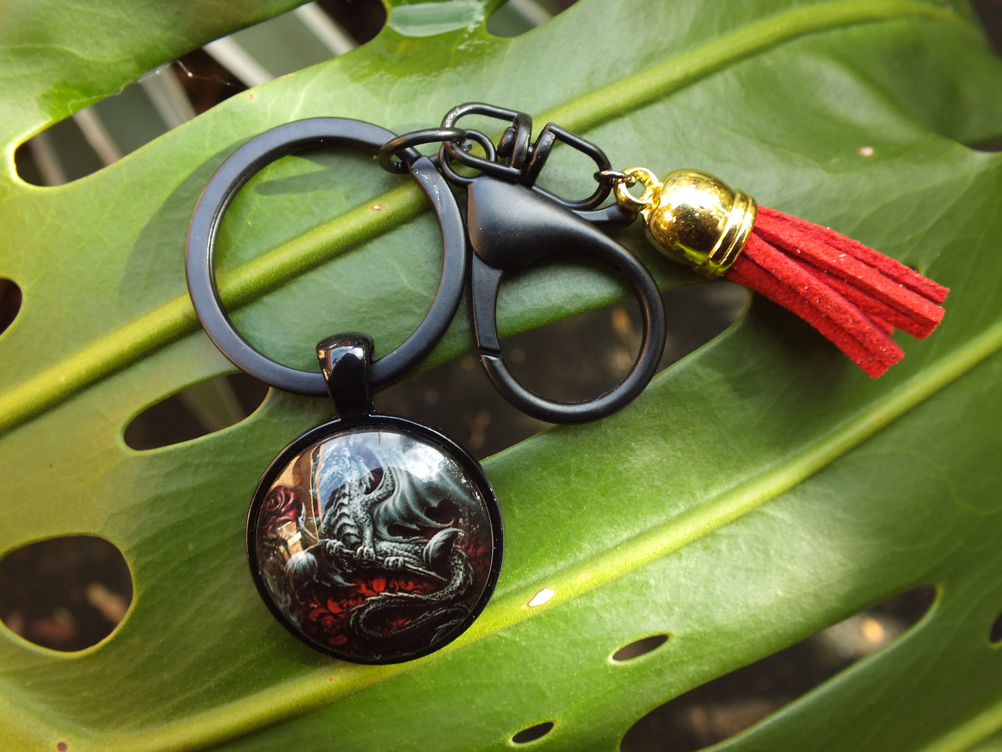 Dragon Rose Tassel Keyring
