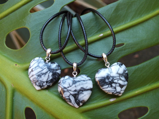 Pinolith Heart with Sterling Silver Bale Necklace
