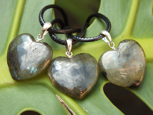 Madagascar Moonstone Heart with Sterling Silver Bale Necklace