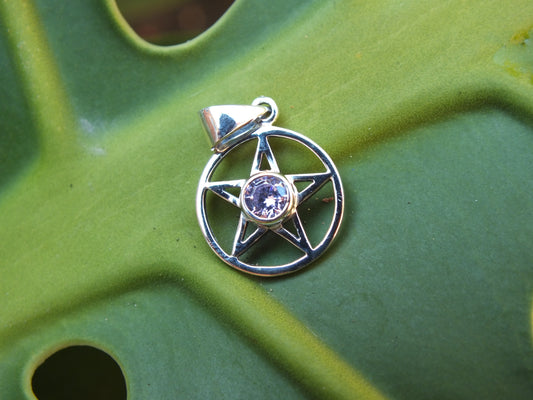 Sterling Silver Pentacle Featuring Pink Zircon