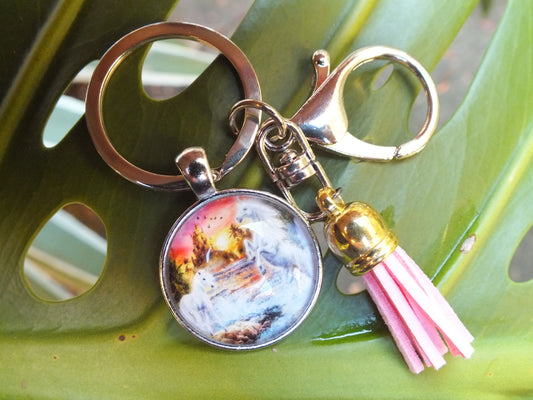 Rainbow Unicorn Tassel Keyring