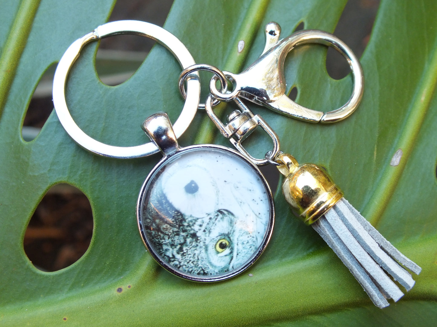 Yin Yang Owl Tassel Keyring
