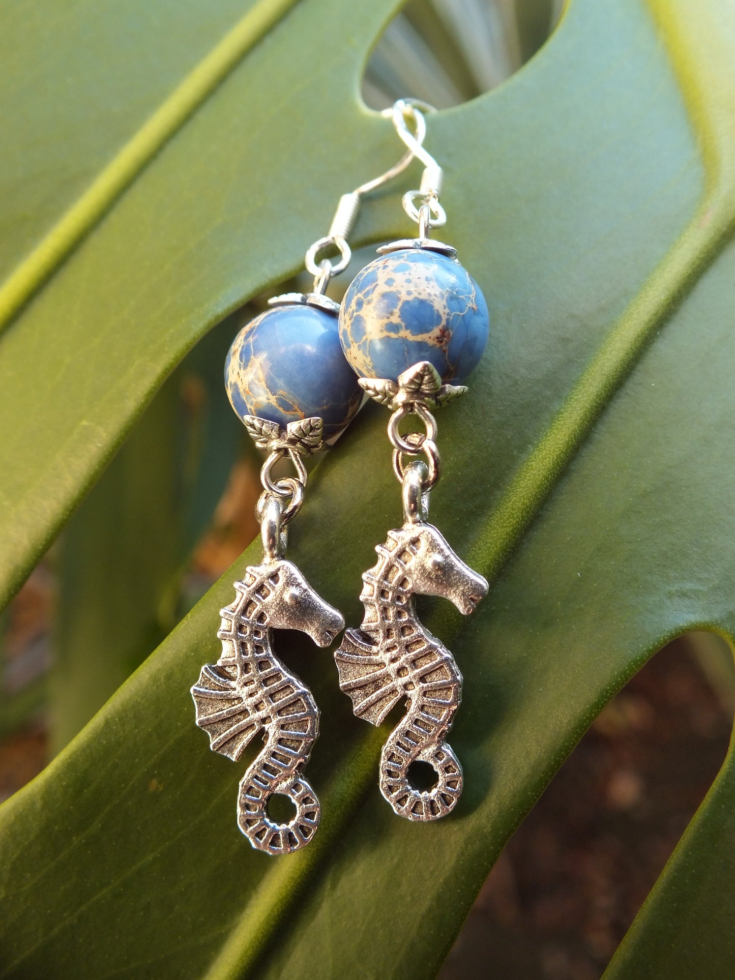 Imperial Jasper Seahorse Charm Earrings