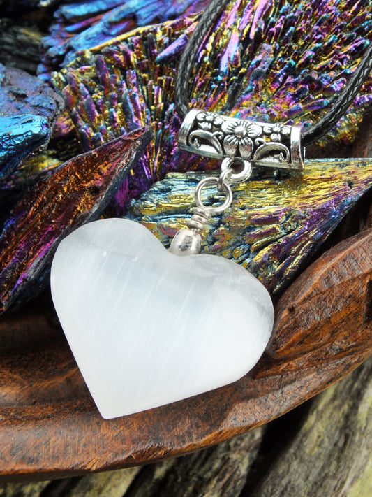 Selenite Heart Necklace (Large)