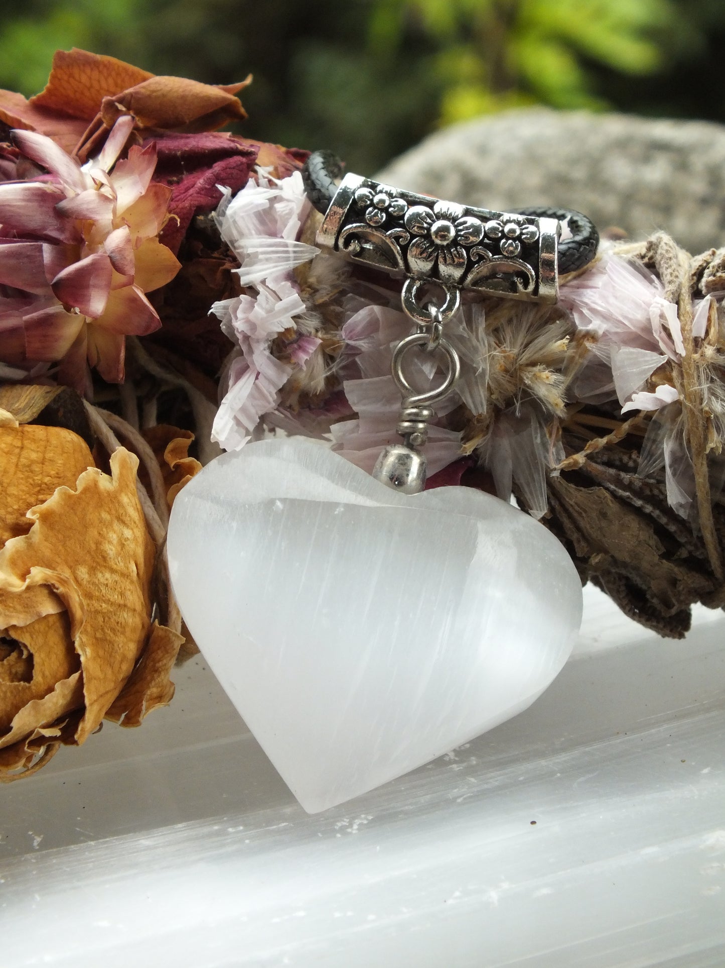 Selenite Heart Necklace (Large)