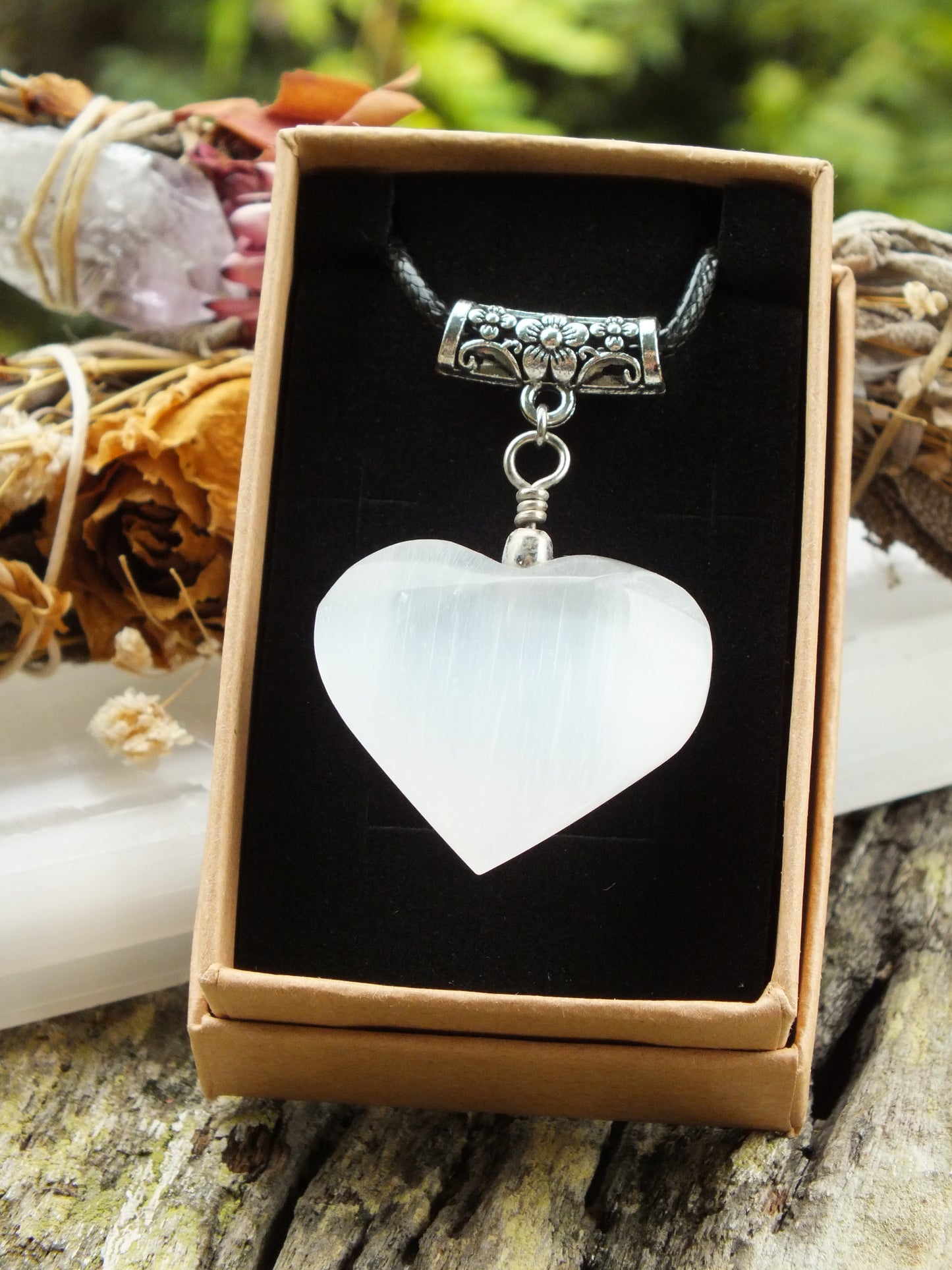 Selenite Heart Necklace (Large)