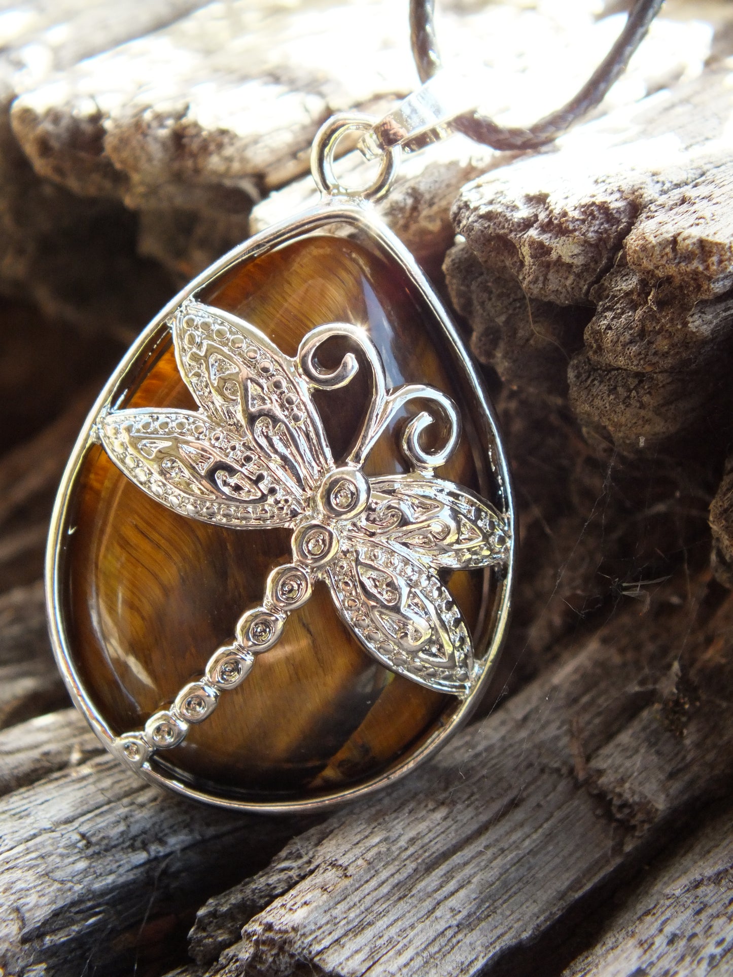 Tiger's Eye Dragonfly Necklace