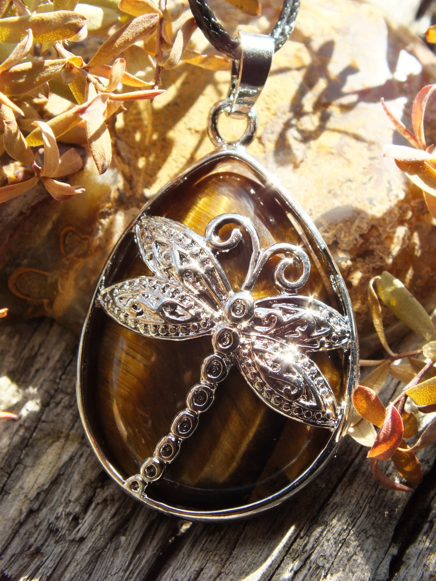 Tiger's Eye Dragonfly Necklace