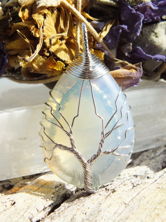Wire Wrapped Opalite Tree Of Life Pendant