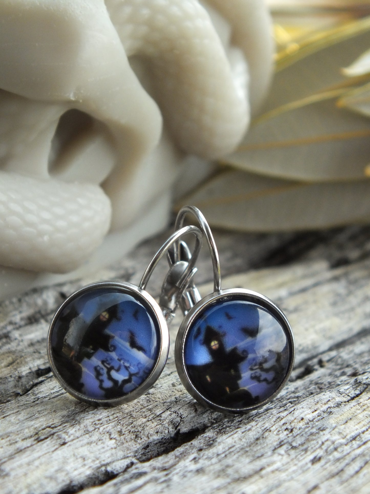 Haunted House Cabochon Earrings