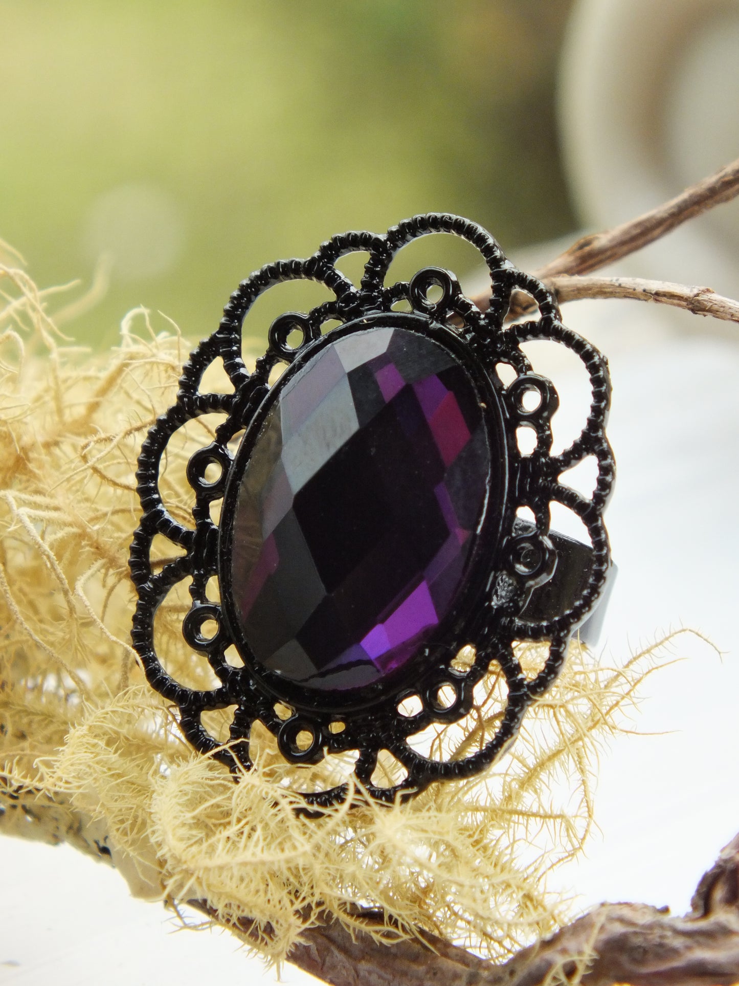 Plum Purple Gothic Costume Ring