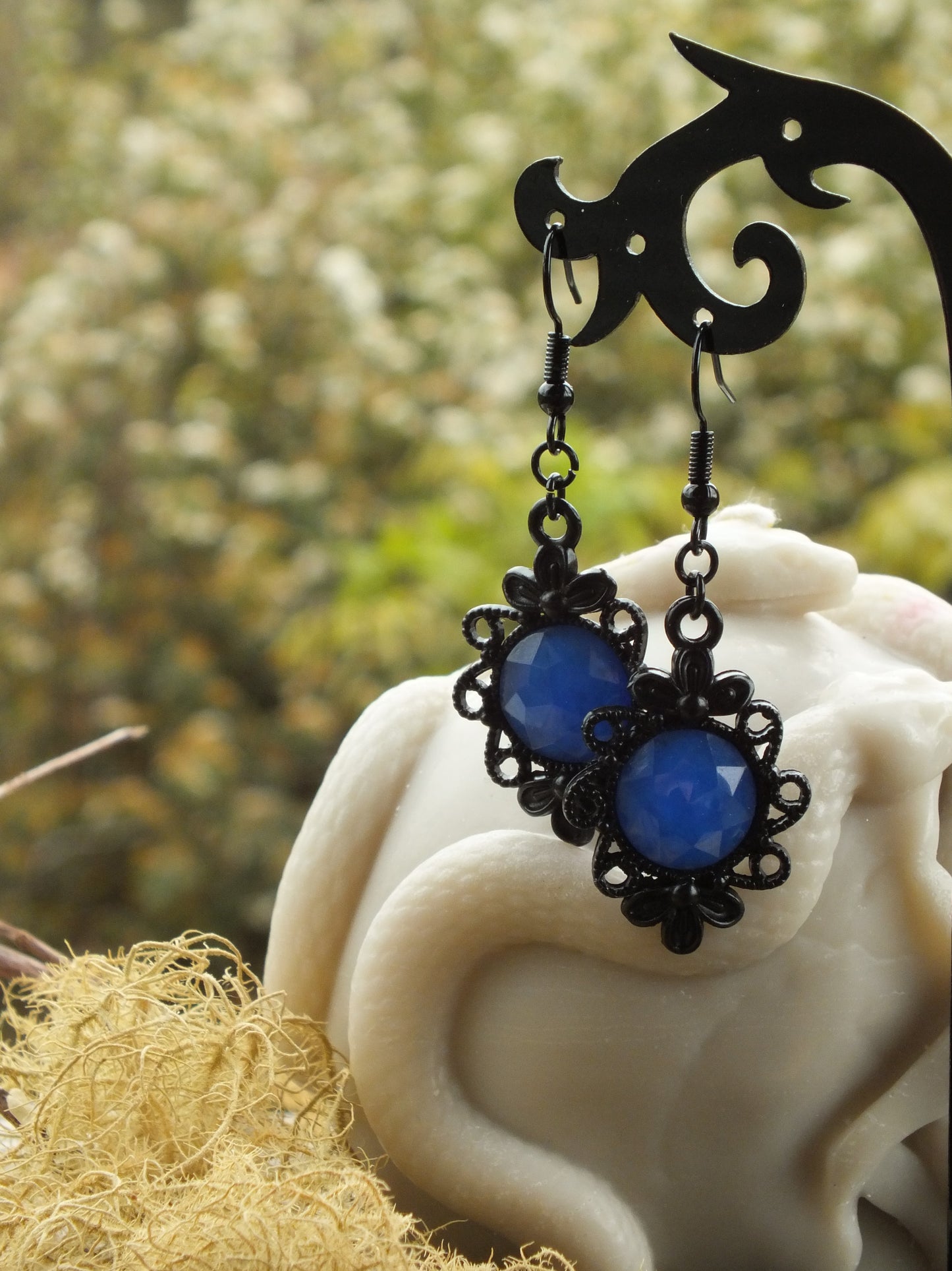 Gothic Costume Earrings Frosted Blue