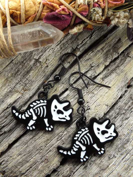 Dino-Skelly Earrings (Triceratops)