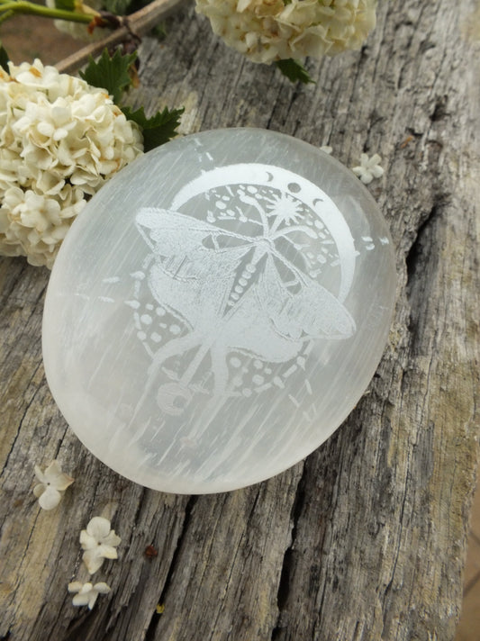 Selenite Palm Stone - Butterfly