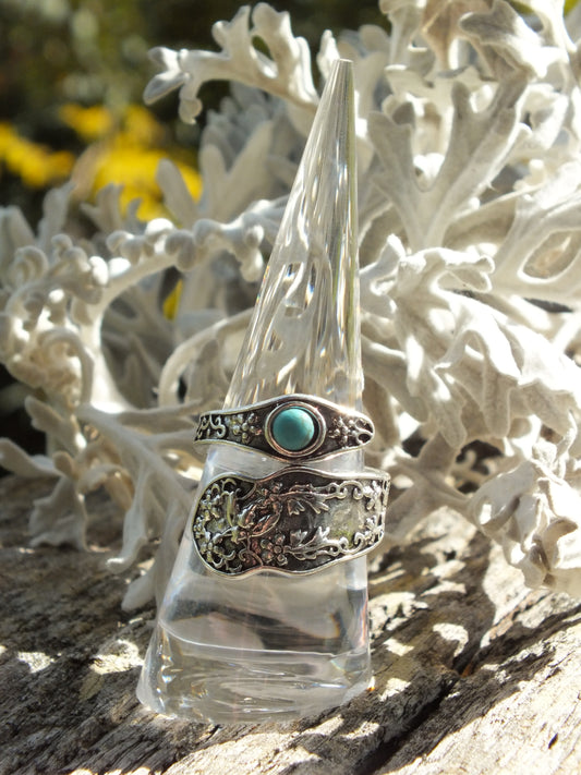 Synthetic Turquoise Spoon Ring