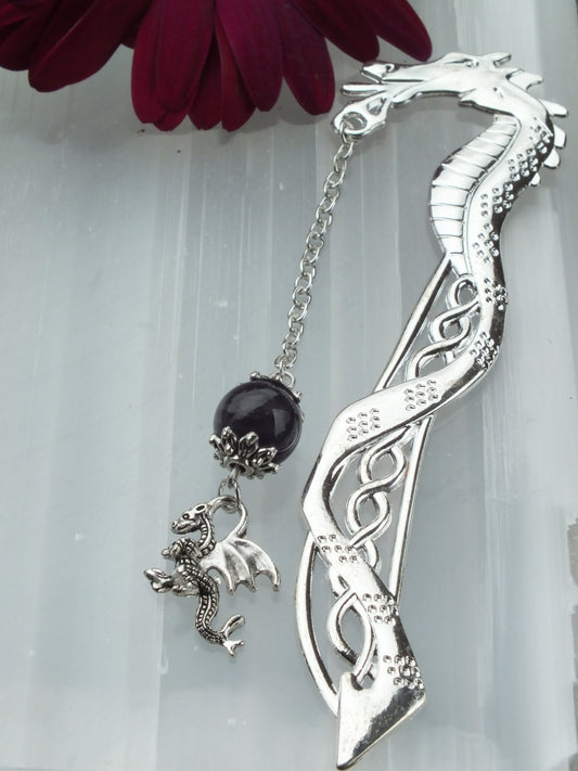 Metal Dragon Bookmark - Amethyst