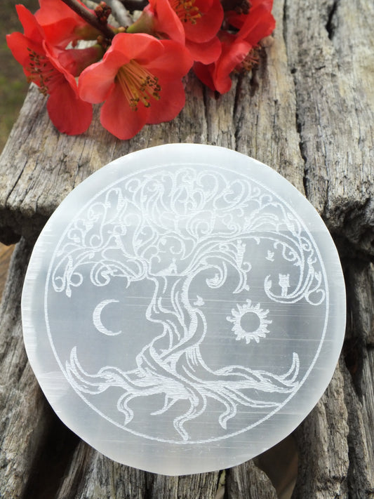 Selenite - Tree Of Life Charging Plate