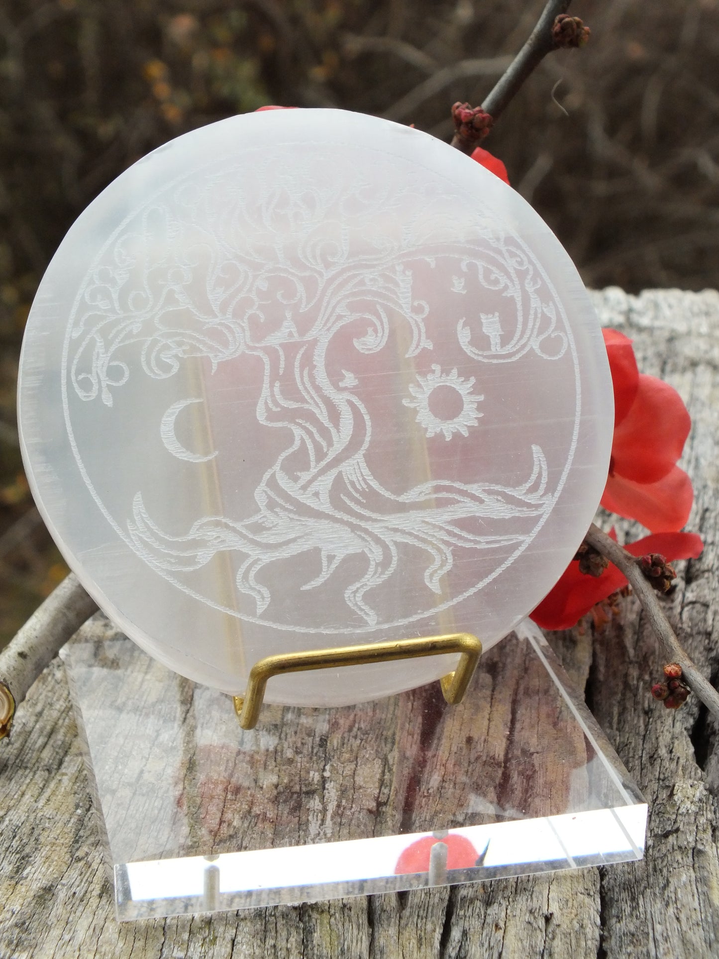 Selenite - Tree Of Life Charging Plate