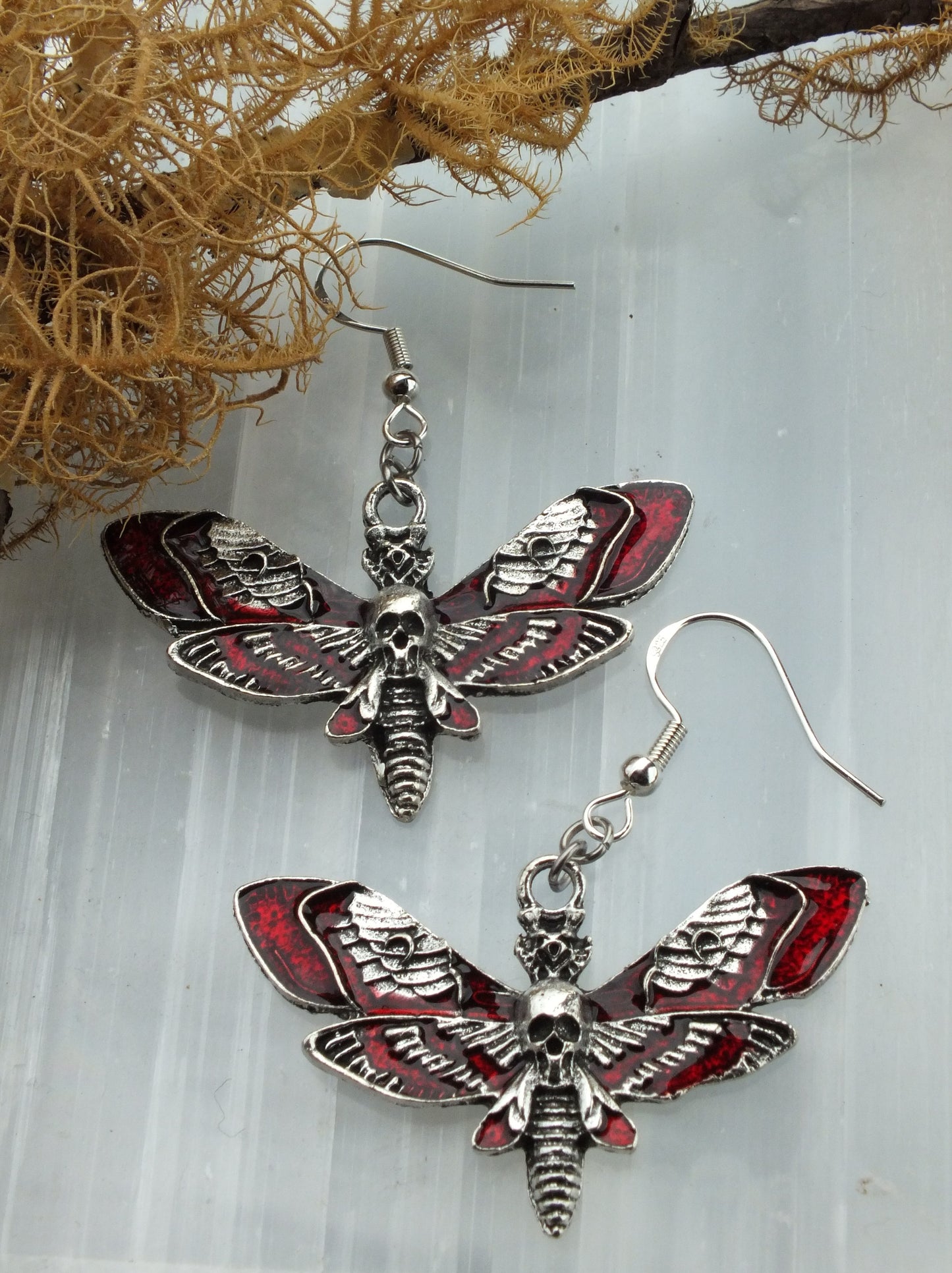 Red Death's Head Hawk Moth Earrings