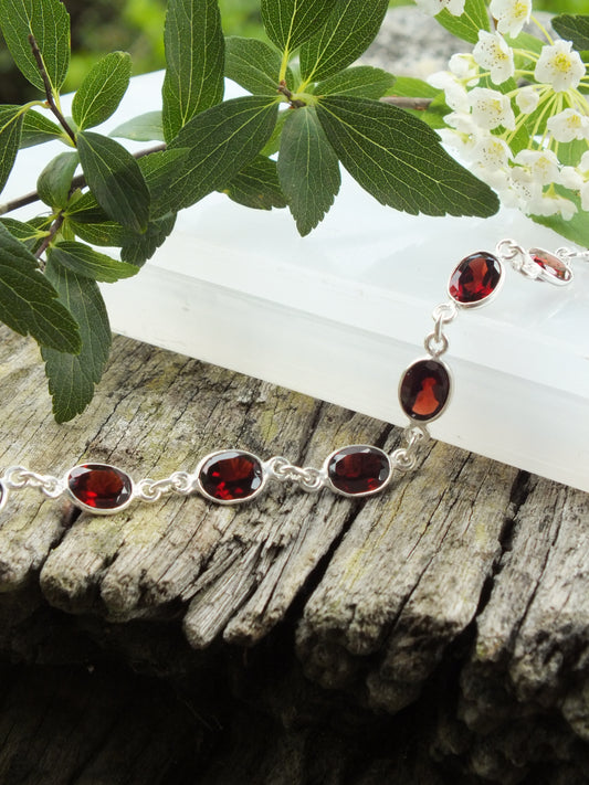 Silver Garnet Bracelet