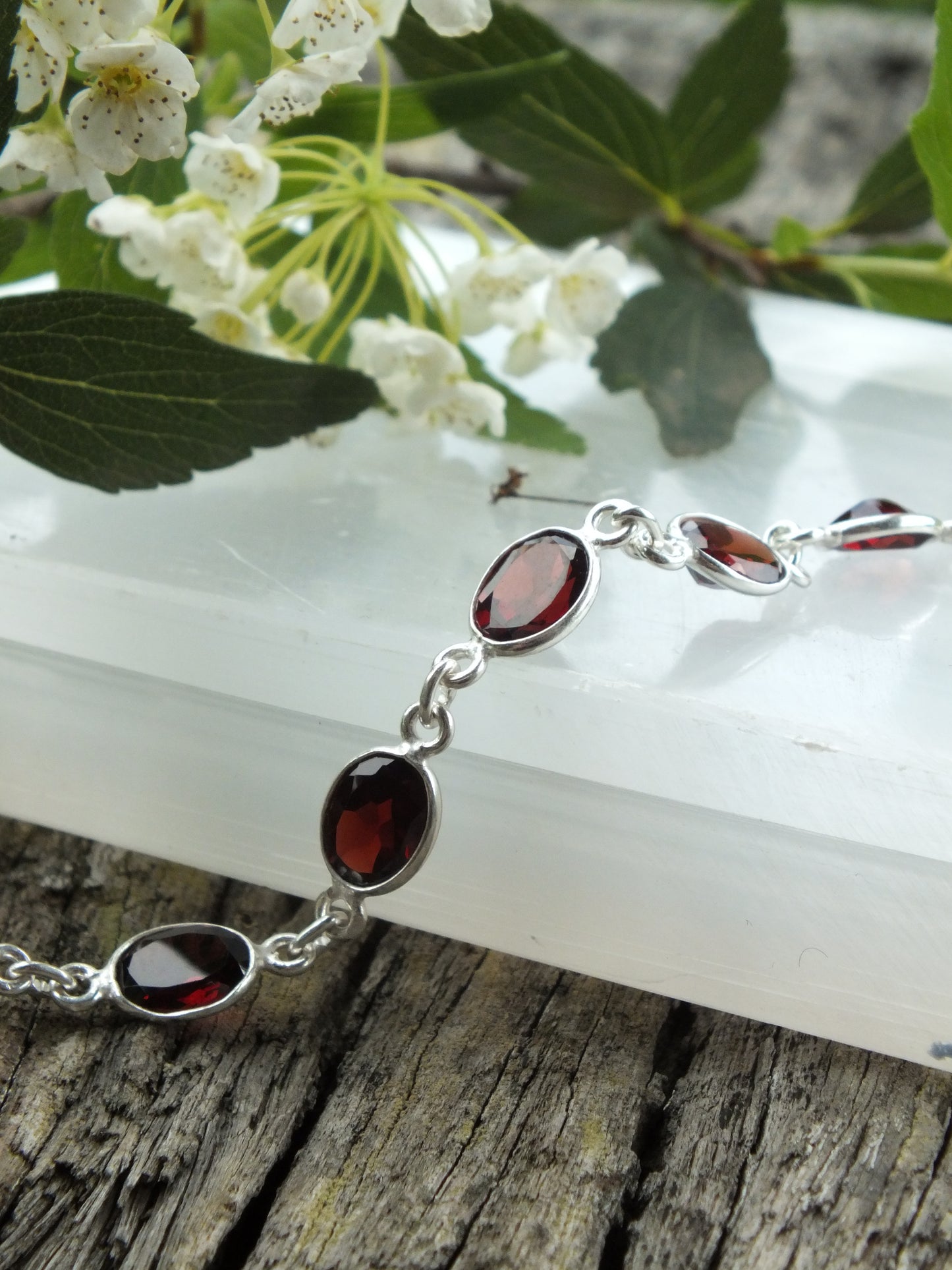 Silver Garnet Bracelet