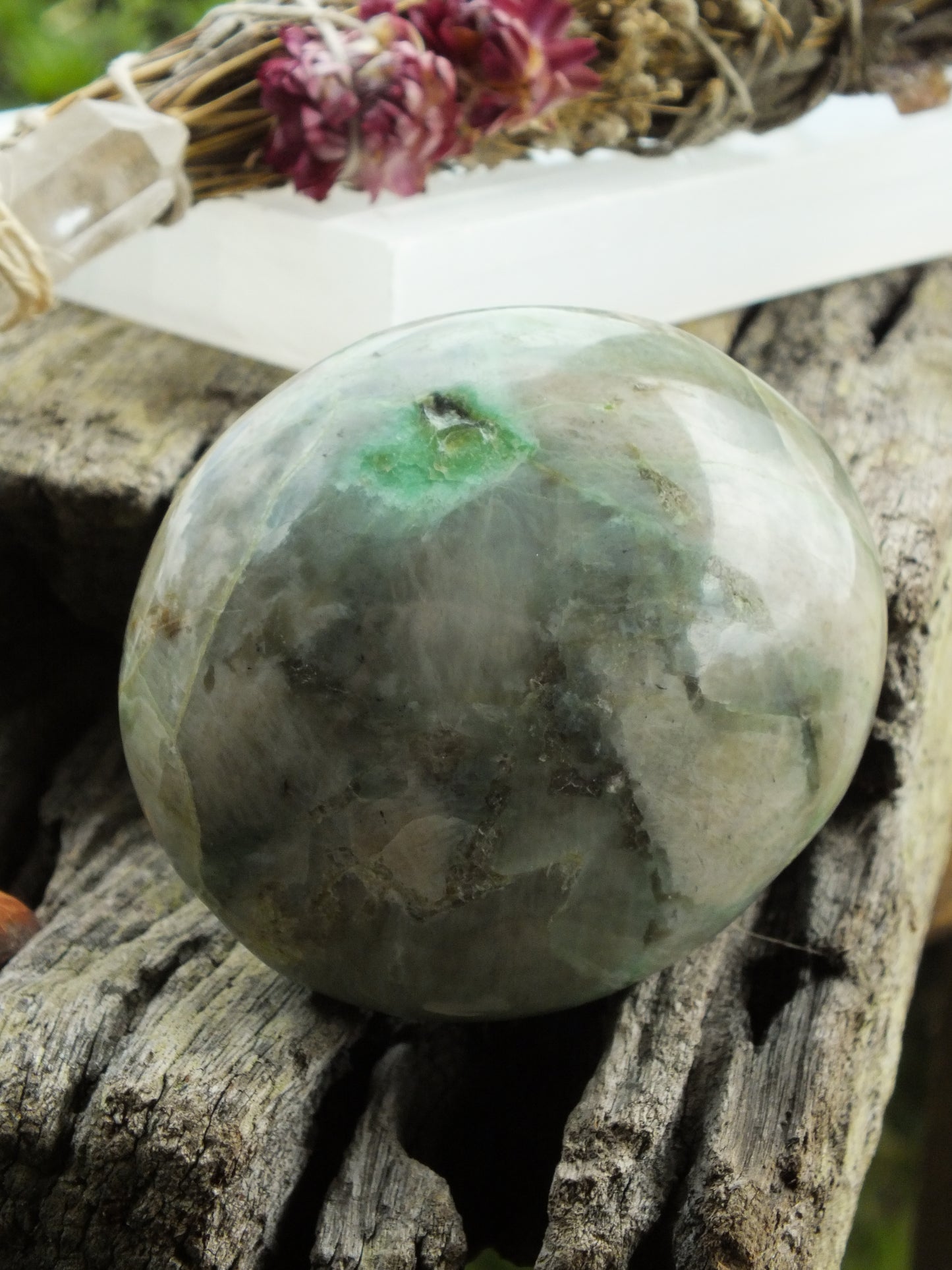 Green Moonstone (Garnierite) XL Palm Stone