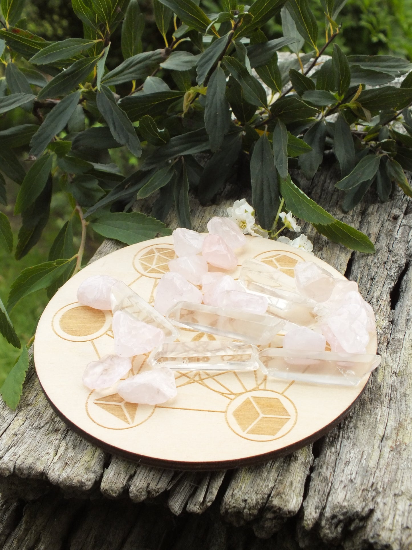 Metatron Rose Quartz & Clear Quartz Crystal Grid Kit