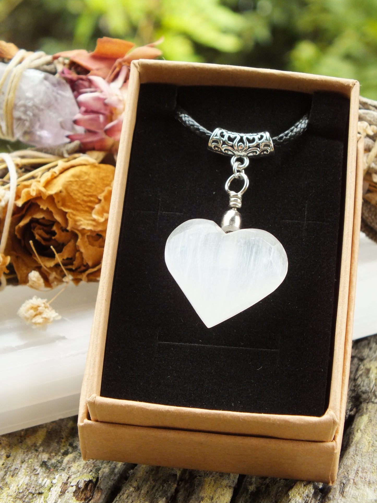 Selenite Heart Necklace (Small)