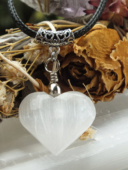 Selenite Heart Necklace (Small)