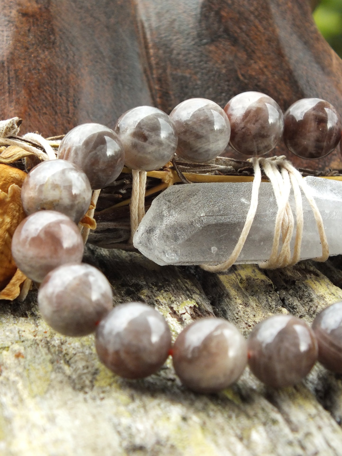 Peach & Black Moonstone Bracelet