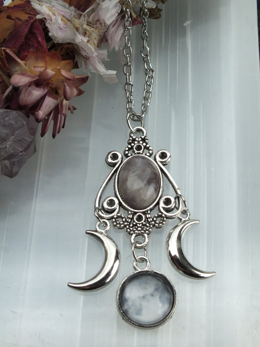 Amethyst Triple Moon Necklace