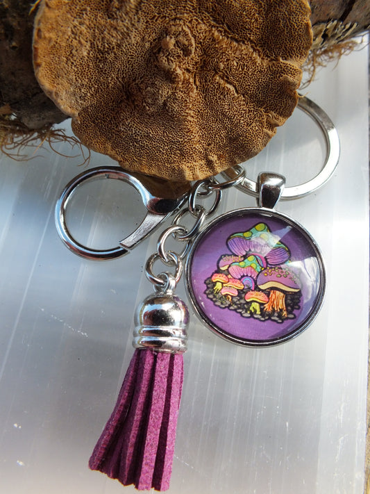 Purple Mushroom Keyring