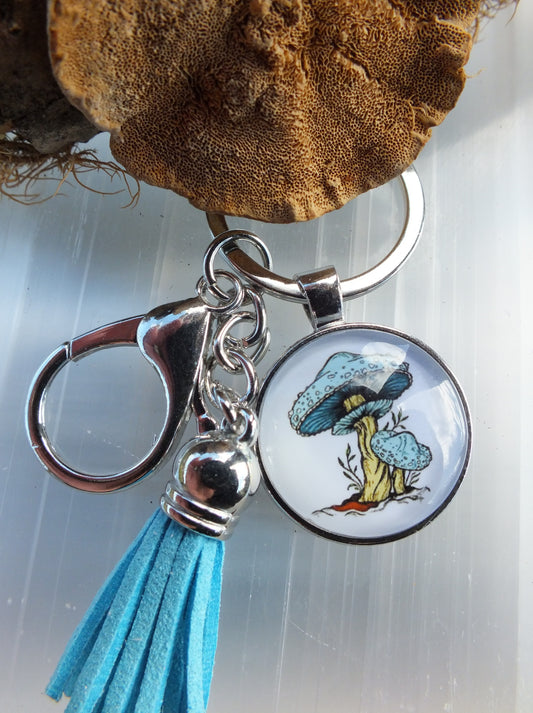 Blue Mushroom Keyring