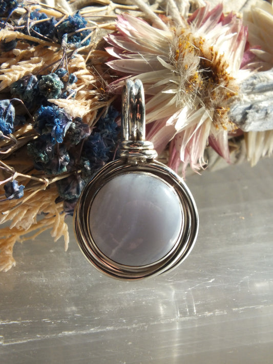 Sterling Silver Blue Lace Agate Pendant