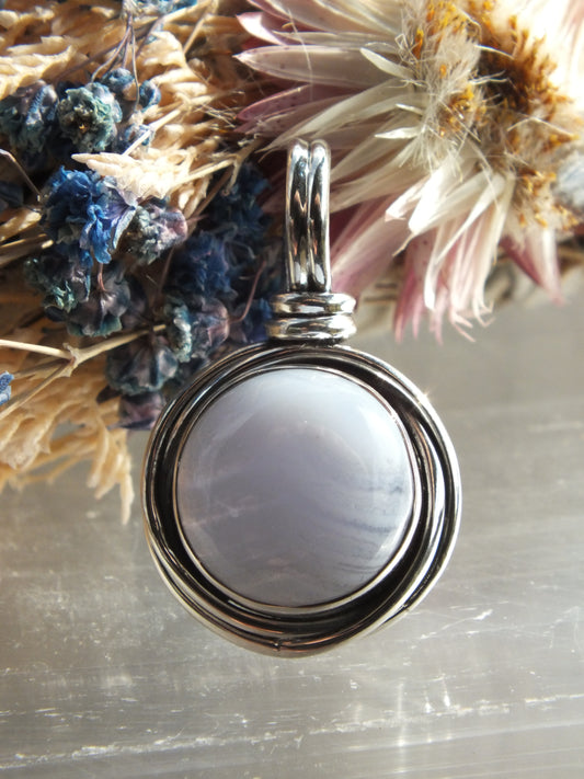 Sterling Silver Blue Lace Agate Pendant