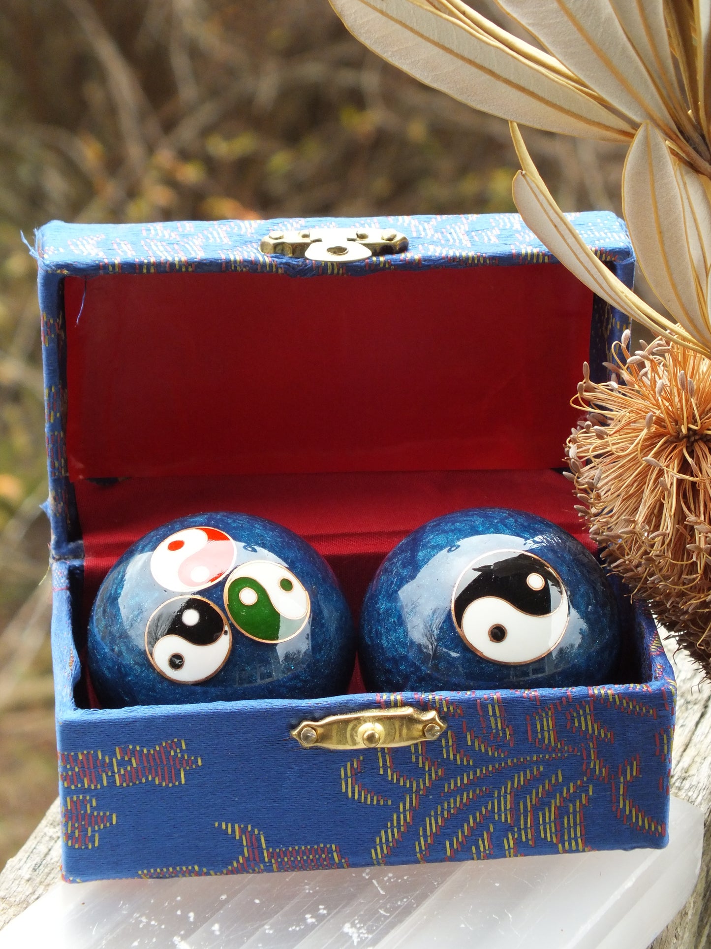 Triple Yin Yang Baoding Balls - Blue/Large