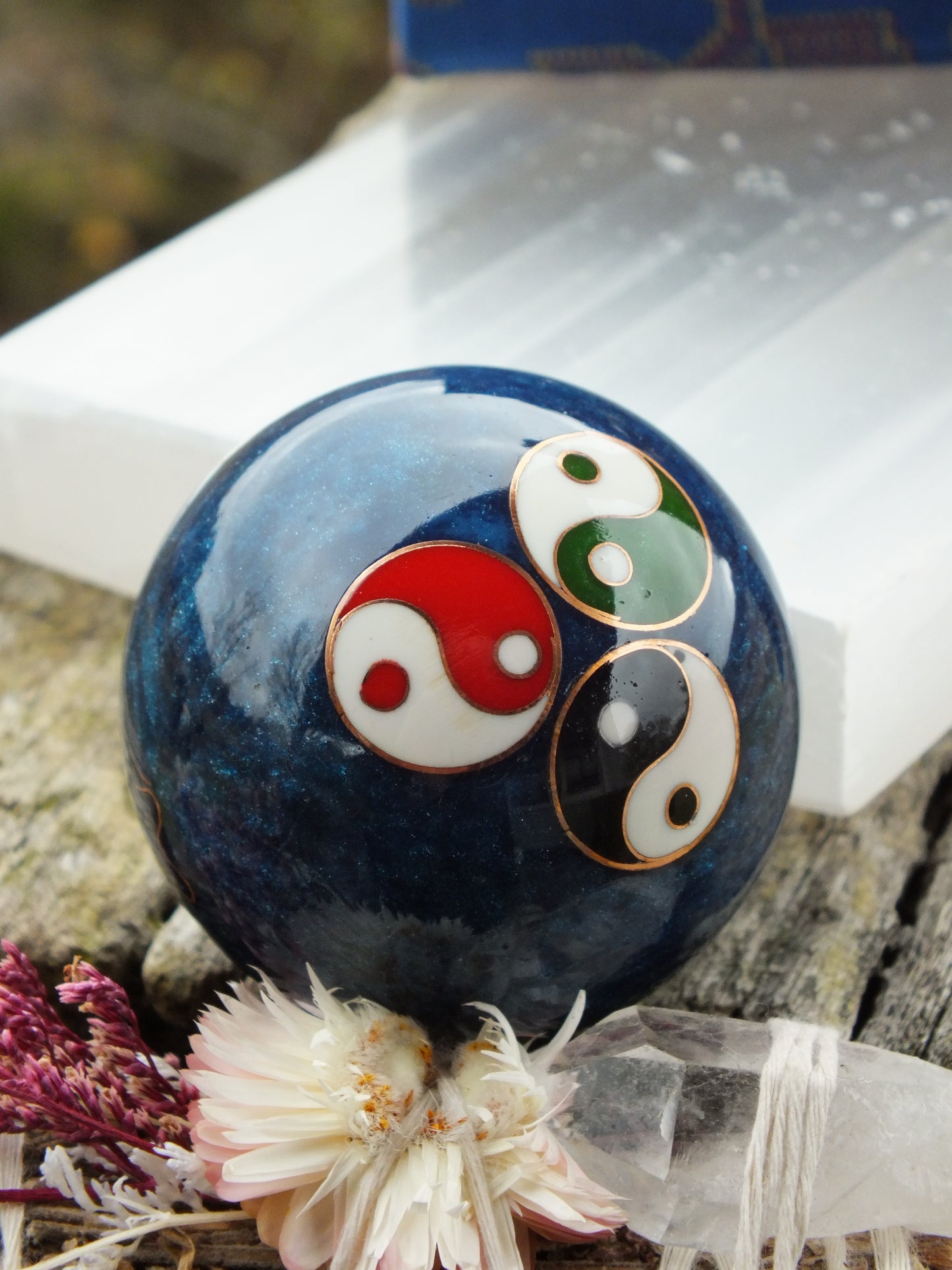 Triple Yin Yang Baoding Balls - Blue/Large