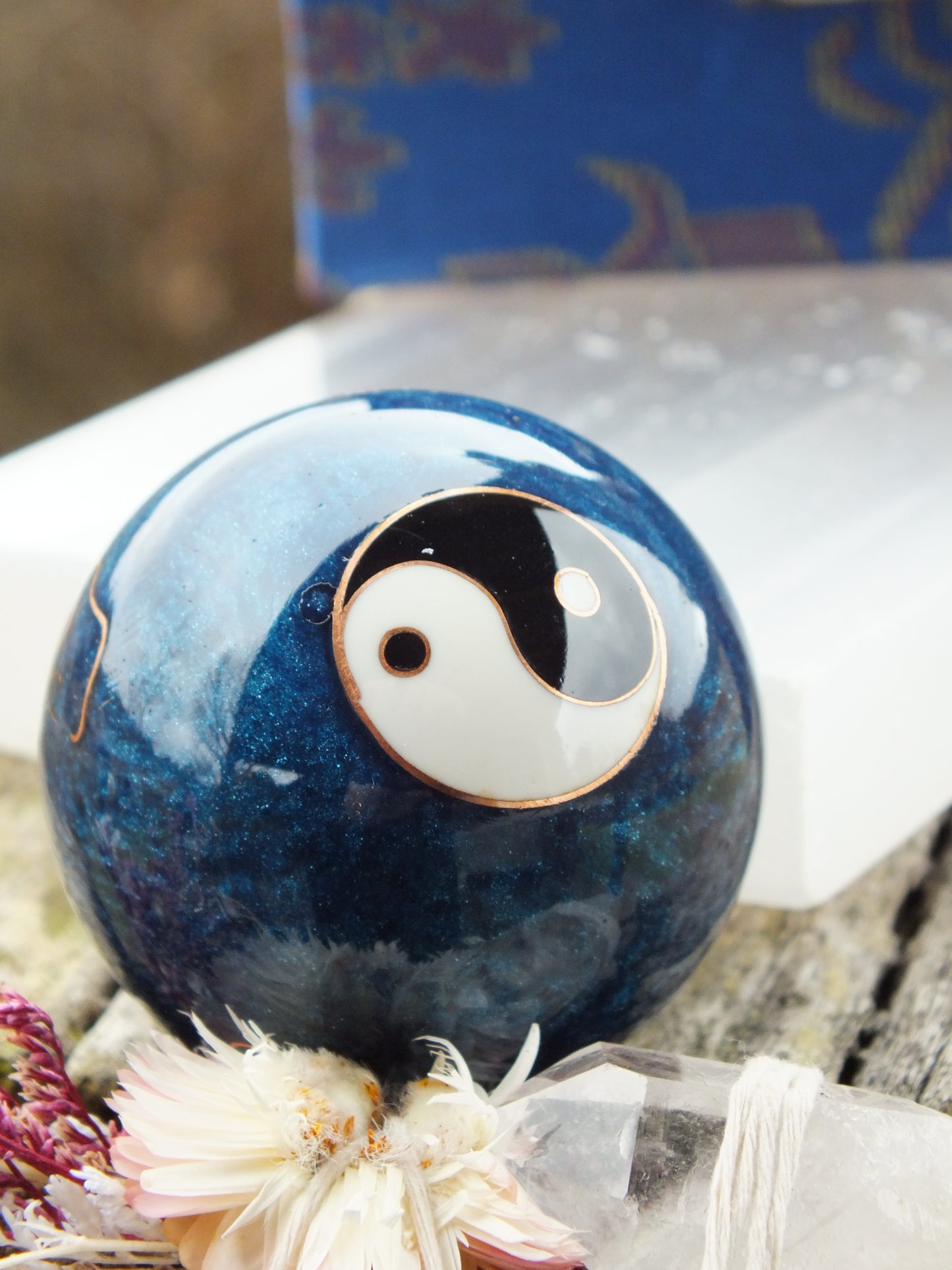 Triple Yin Yang Baoding Balls - Blue/Large
