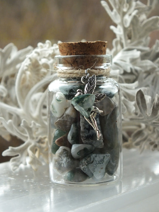 Fairy Wish Bottle - Moss Agate (New Beginnings)
