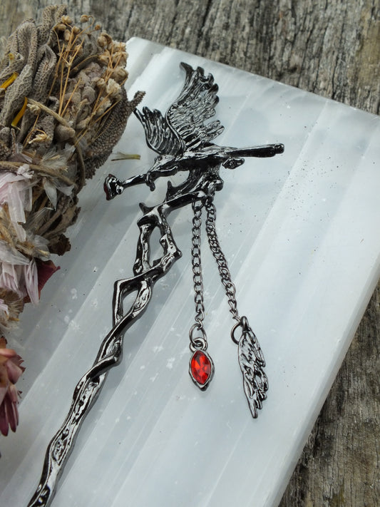 Dark Thorn Crow Hairpin