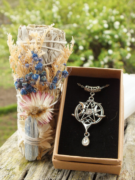 Moon Phase Pentagram Necklace