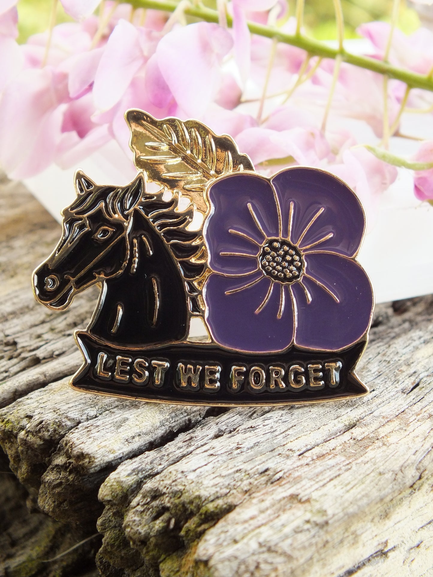 Lest We Forget - Purple Poppy Brooch (Animals of War)