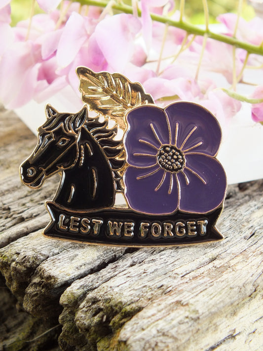 Lest We Forget - Purple Poppy Brooch (Animals of War)